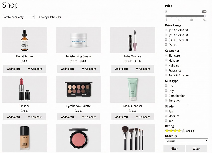 Product Filter for WooCommerce Beauty Stores