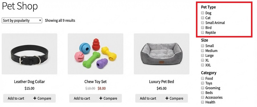 Product Filter for WooCommerce Pet Stores - Filter by Pet Type