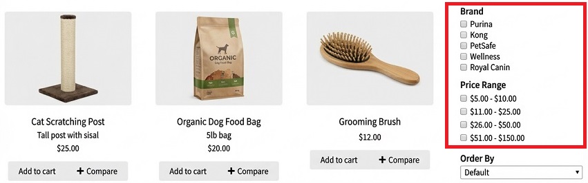Product Filter for WooCommerce Pet Stores - Filter by brand and price