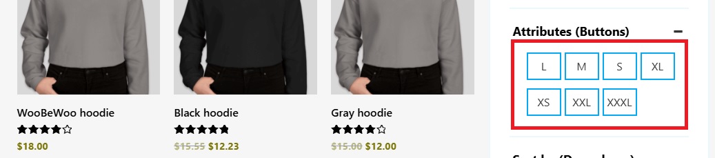 Size Filtering - Product Filter for WooCommerce Fashion