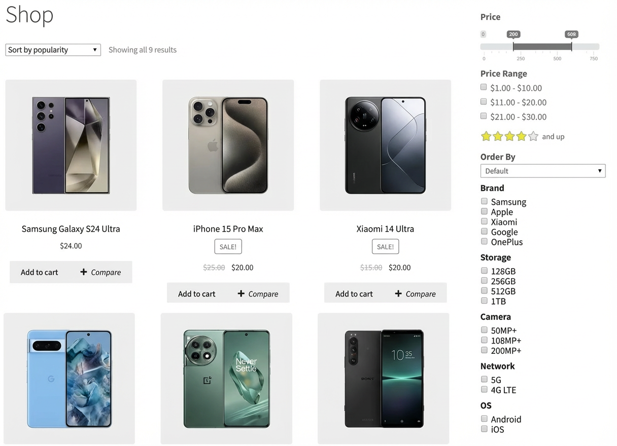 Top Product Filter for WooCommerce Tech and electronic Stores