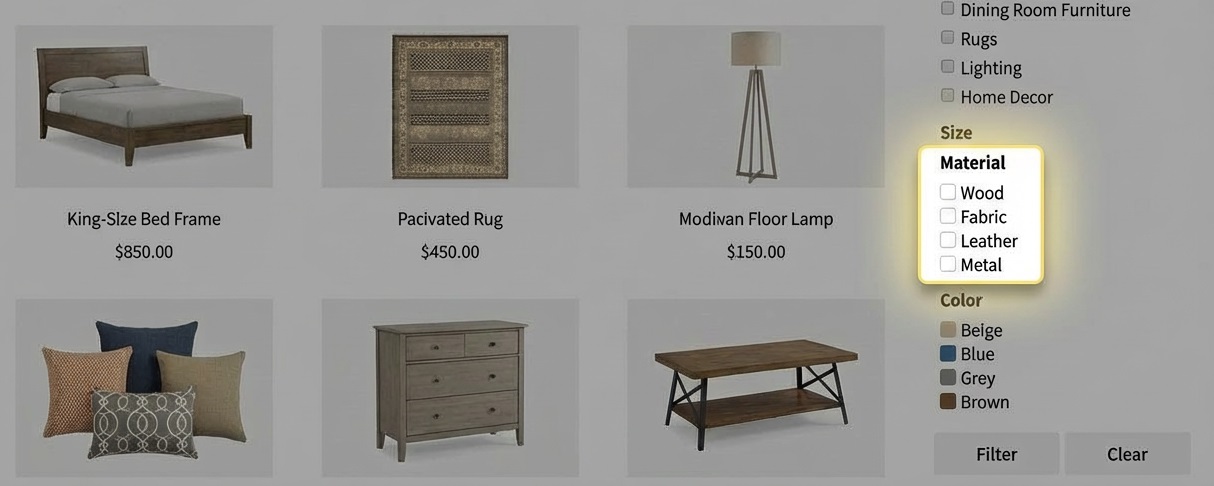 WooCommerce Furniture Store Filter Plugin - Filter by Material