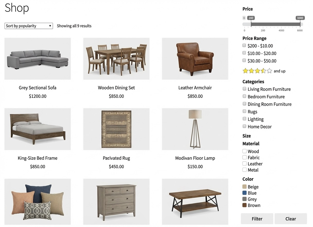 WooCommerce Furniture Store Filter Plugin