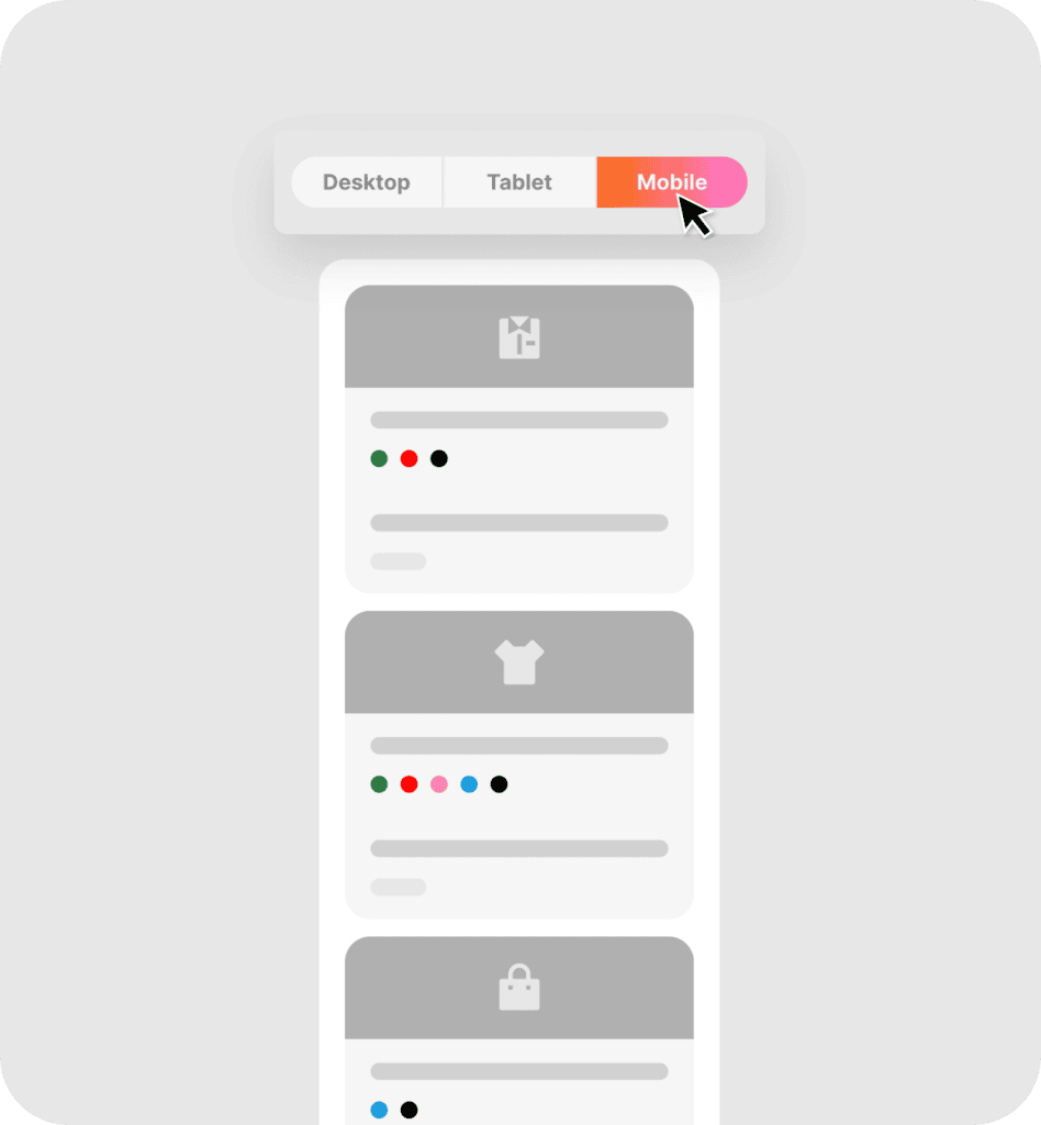 Mobile view toggle for WooCommerce store on a responsive website.